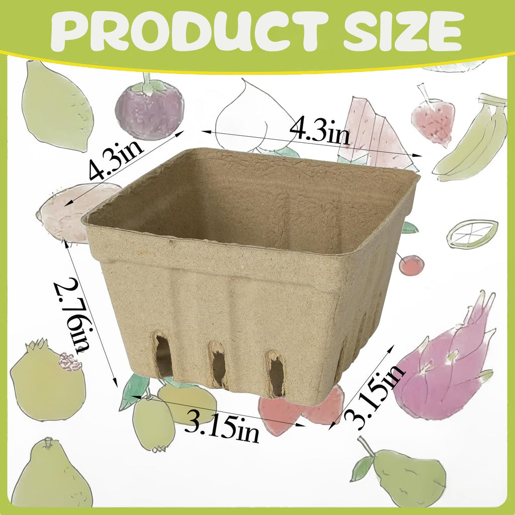 30 Pack Natural Pulp Fiber Berry Baskets, Vented Produce Containers Berry Baskets (30 Pack)