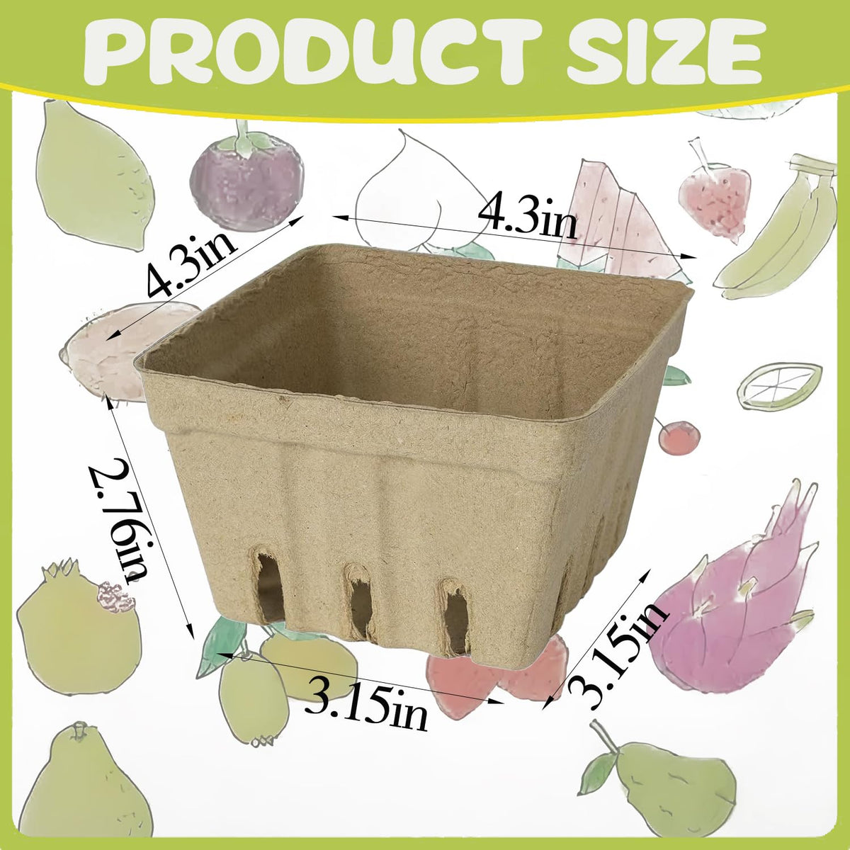 30 Pack Natural Pulp Fiber Berry Baskets, Vented Produce Containers Berry Baskets (30 Pack)