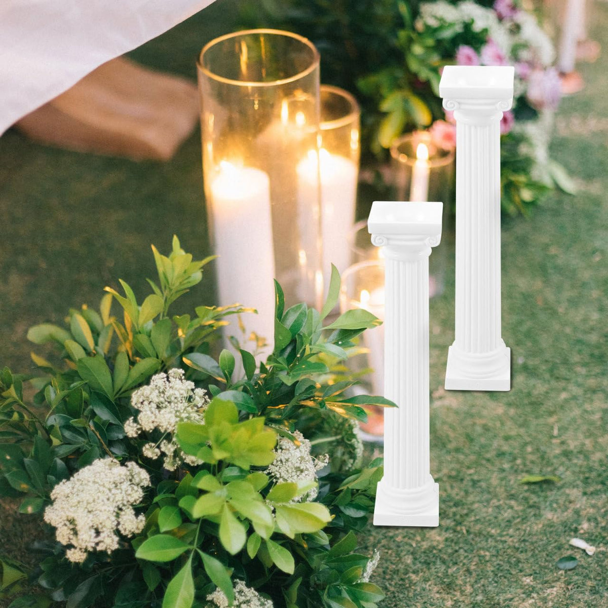 Totority Mini Roman Pillar Greek Columns, 6Pcs White Plastic Roman Column Set for Tiered Cakes Stacking, 6.7 Inch Miniature Pillars Decor for Wedding Photography Props