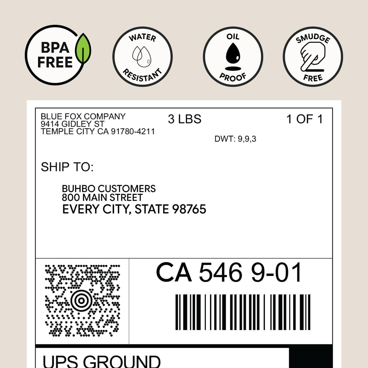 Buhbo Direct Thermal Labels - 4 x 6 inch - White, 1000 Labels