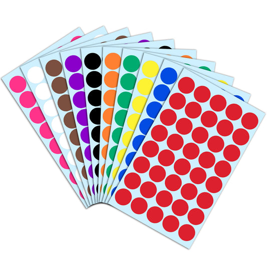 2000 Pack, 3/4" Round Colored Dot Stickers Labels - 10 Assorted Colors 2000 Pack 10 Colors