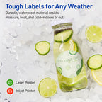 Avery® Outdoor Waterproof Round Labels, Sure Feed® Technology, 2.75" Diameter, White Film, Print-to-the-Edge, Compatible with Laser Printers, 150 Labels Total