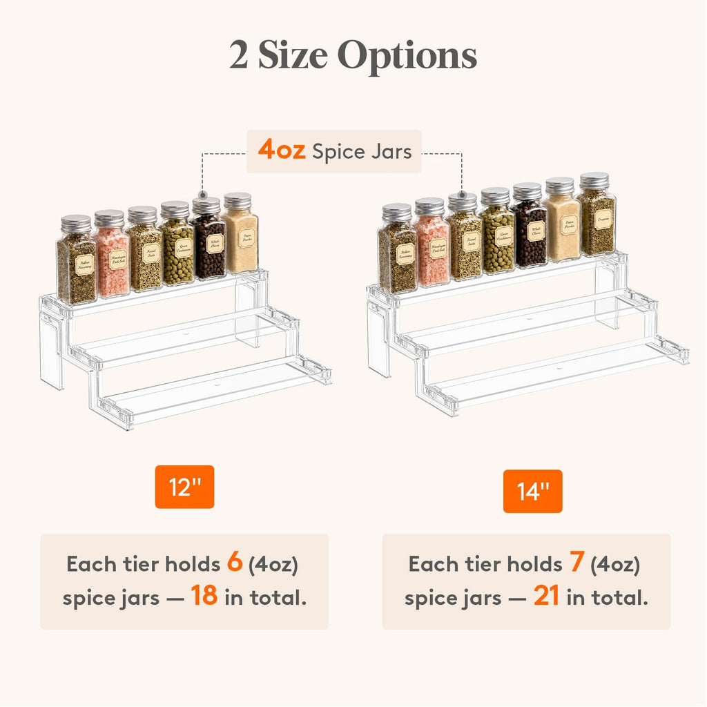 Lifewit 12″ Spice Rack, Perfume Cologne Stand, Tool-Free Assembly, 1 Pcs 12″3-Tier,1 pc Clear