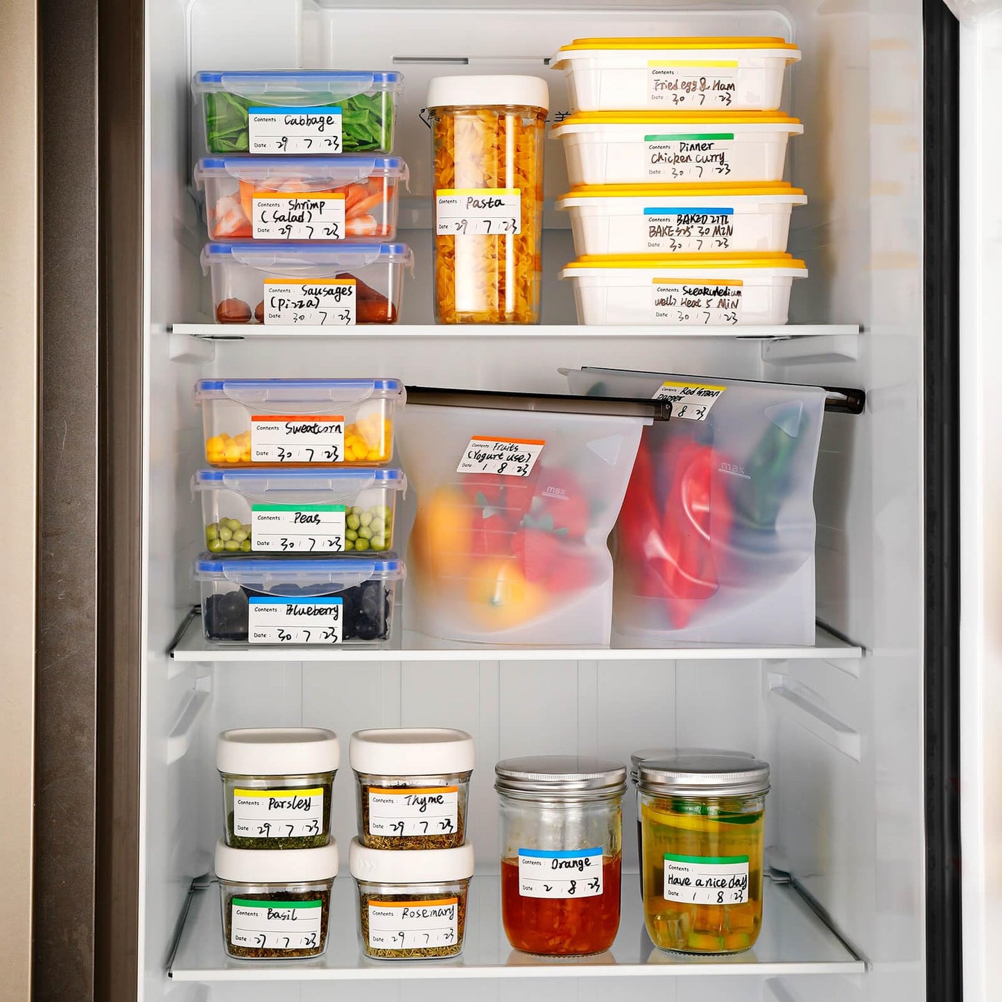 Freezer Kitchen Labels, Removable Food Storage Labels (300 PCS, 1x3 Inch, Clear Vinyl, No Residue, Easy Peel Off) 300