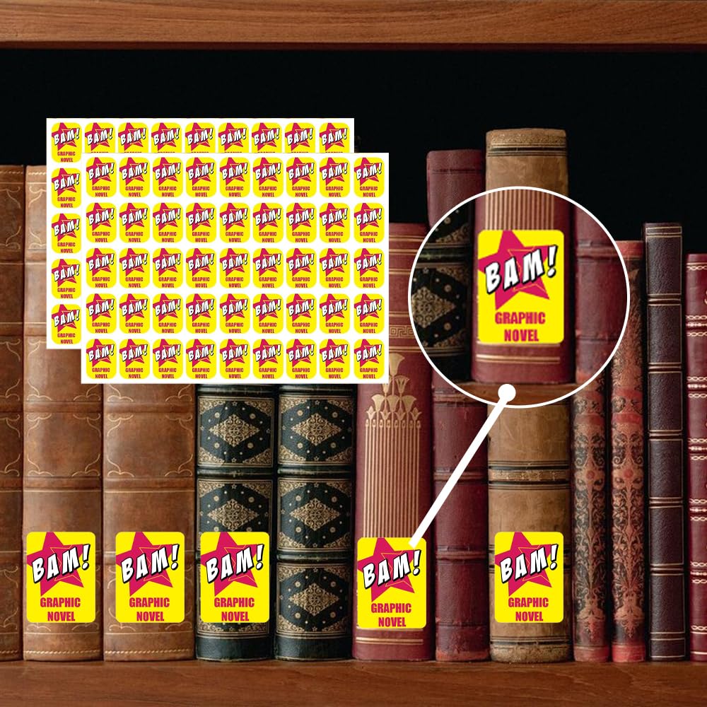 Genre Book Spine Labels | Library Classification Stickers Graphic Novels 450pcs Genre Labels Graphic novels 1"H x 3/4"W
