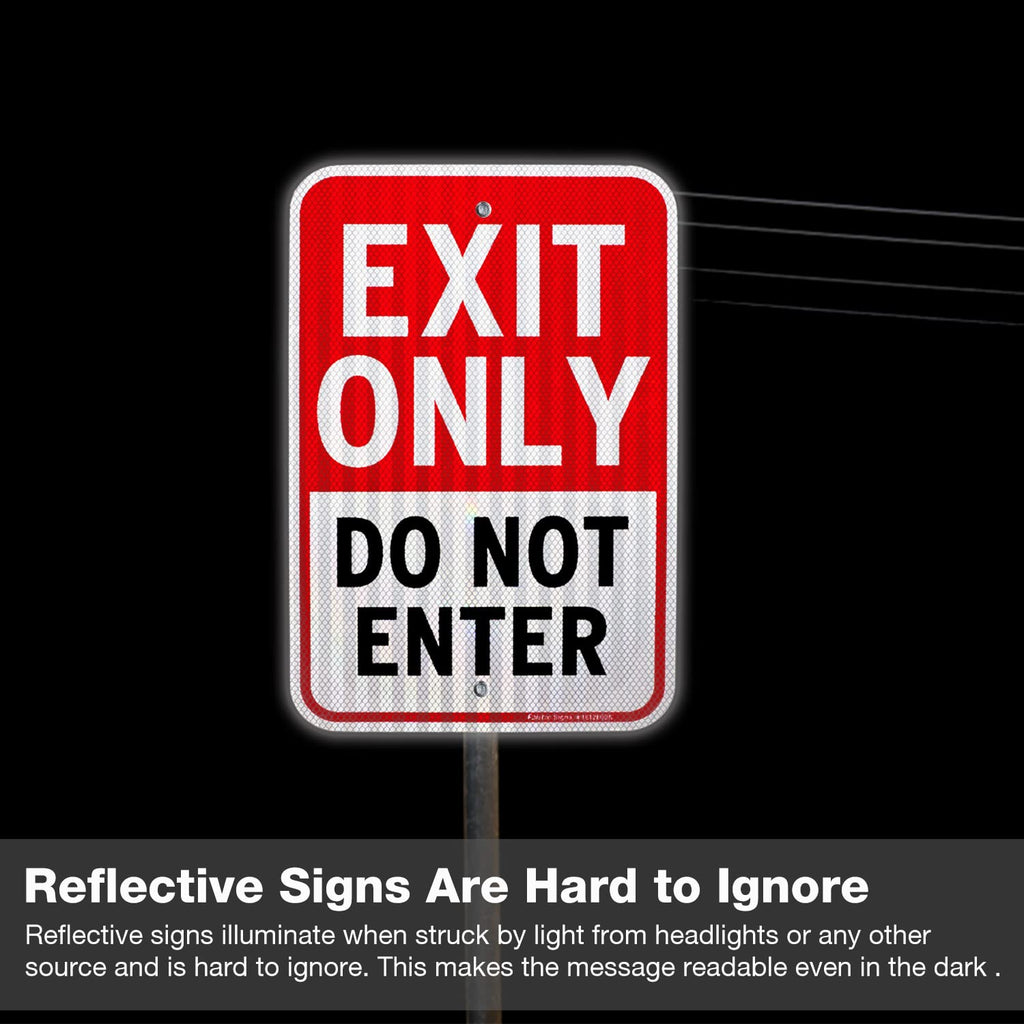 Faittoo Exit Only Do Not Enter Sign, 18 x 12 Inches Engineer Grade Reflective Aluminum Sign, UV Protected, Weather/Fade Resistant, Easy to Install and Read, Indoor/Outdoor Use (2 Pack) Red and Black on White-2 Pack