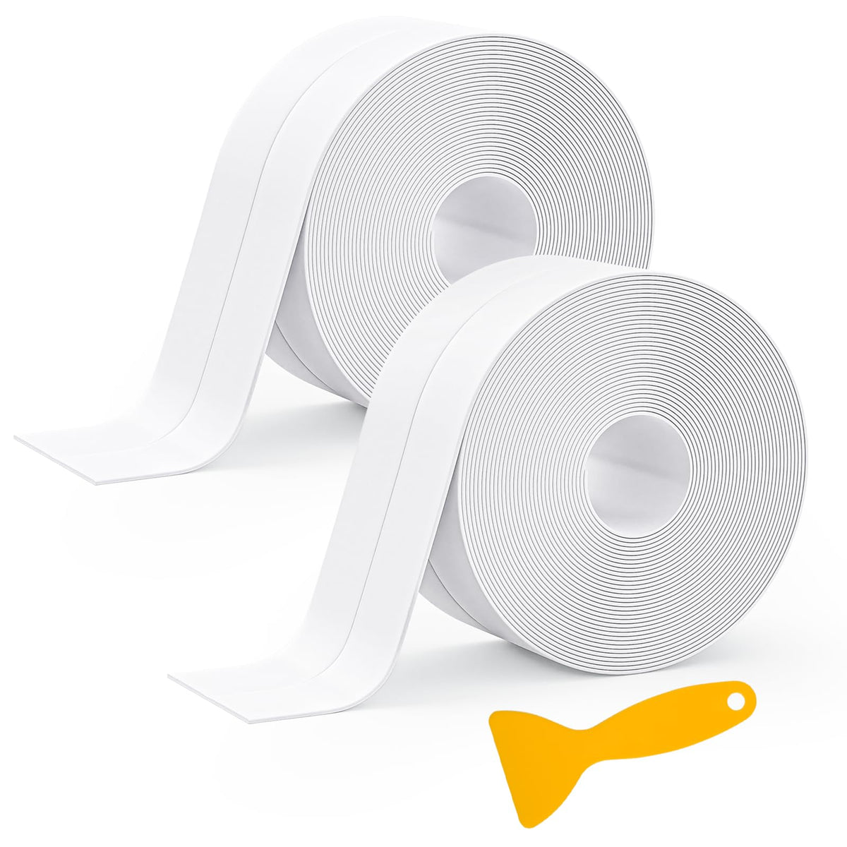 Caulk Strip, 2 Pack 1.5' x 10.5Ft Caulk Strip for Bathtub Self Adhesive Caulk Tape Caulking Sealing Tape for Kitchen Countertop,Sink,Bathroom,Toilet,and Bathtub Floor Wall Edge Protector 2 Rolls