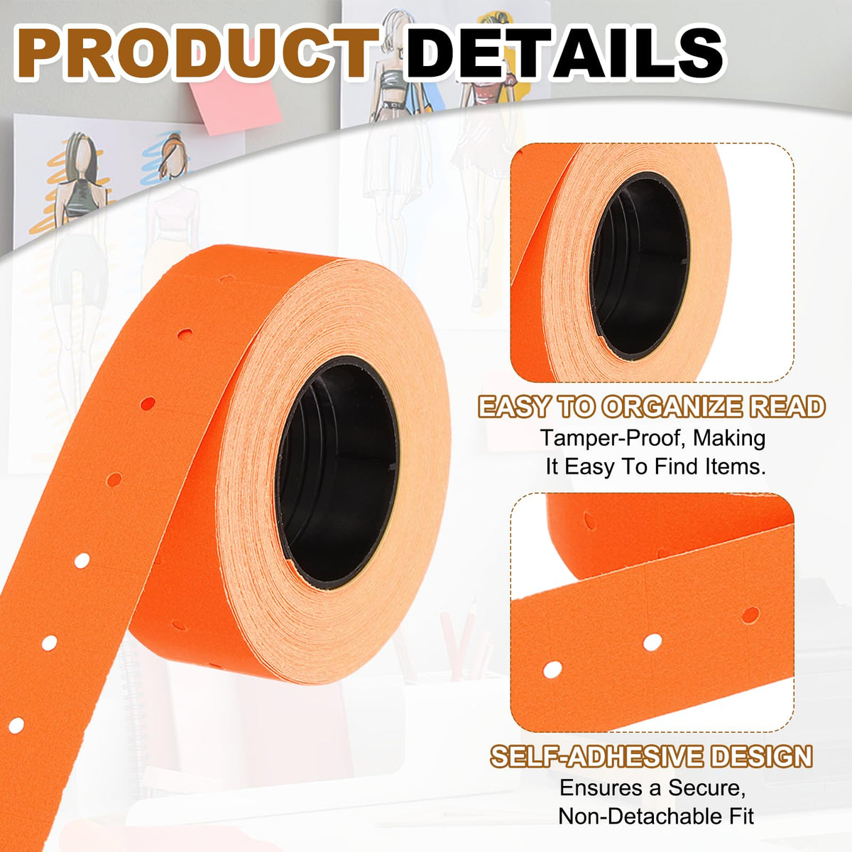 PATIKIL Pricing Labels Price Gun Labels Self-Adhesive 10 Rolls 8000pcs Orange 8000