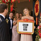 Wedding Bottle Service Sign Set - 4 Pack Bottle Service Signs with 8 Sheets Letters Sticker and 2 Pcs Pens, Photo Booth Props Wedding Entrance Sign for Bridal Party Nightclub Event Supplies