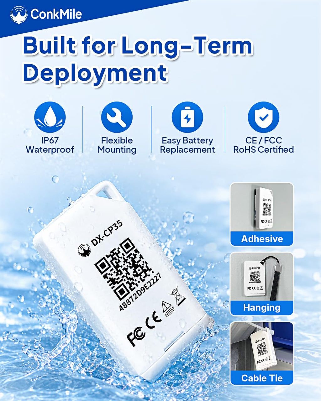 3 piece DX-CP35 BLE 5.1 Beacon Replaceable Battery & Custom Broadcast Data Miniature Tag for Asset and Personnel Tracking Supports iBeacon/Eddystone IP67 70m Long-Range Coverage (DX-CP35 * 3PCS) DX-CP35 * 3PCS