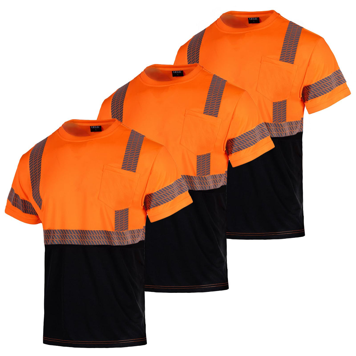 Hi Vis Shirts for Men Reflective Safety Short Sleeve ANSI Class 2 High Visibility Shirts for Construction Work 3X-Large Orange-3pcs