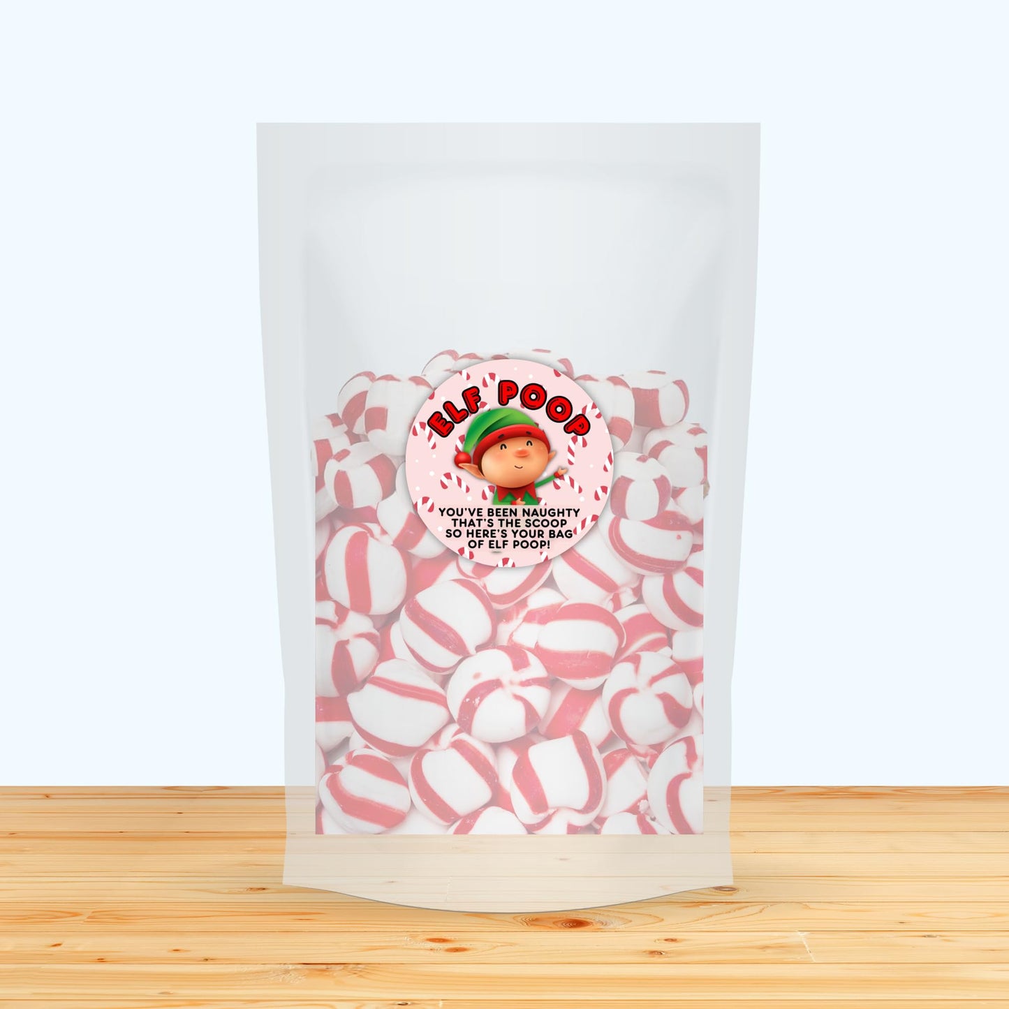 Elf Poop Christmas Chocolate Chips in a Bag Gag Gift Sticker Labels | 40 pk 2” Circle Stocking Stuffer Candy Grouch Pills Magical Reindeer Food Sack