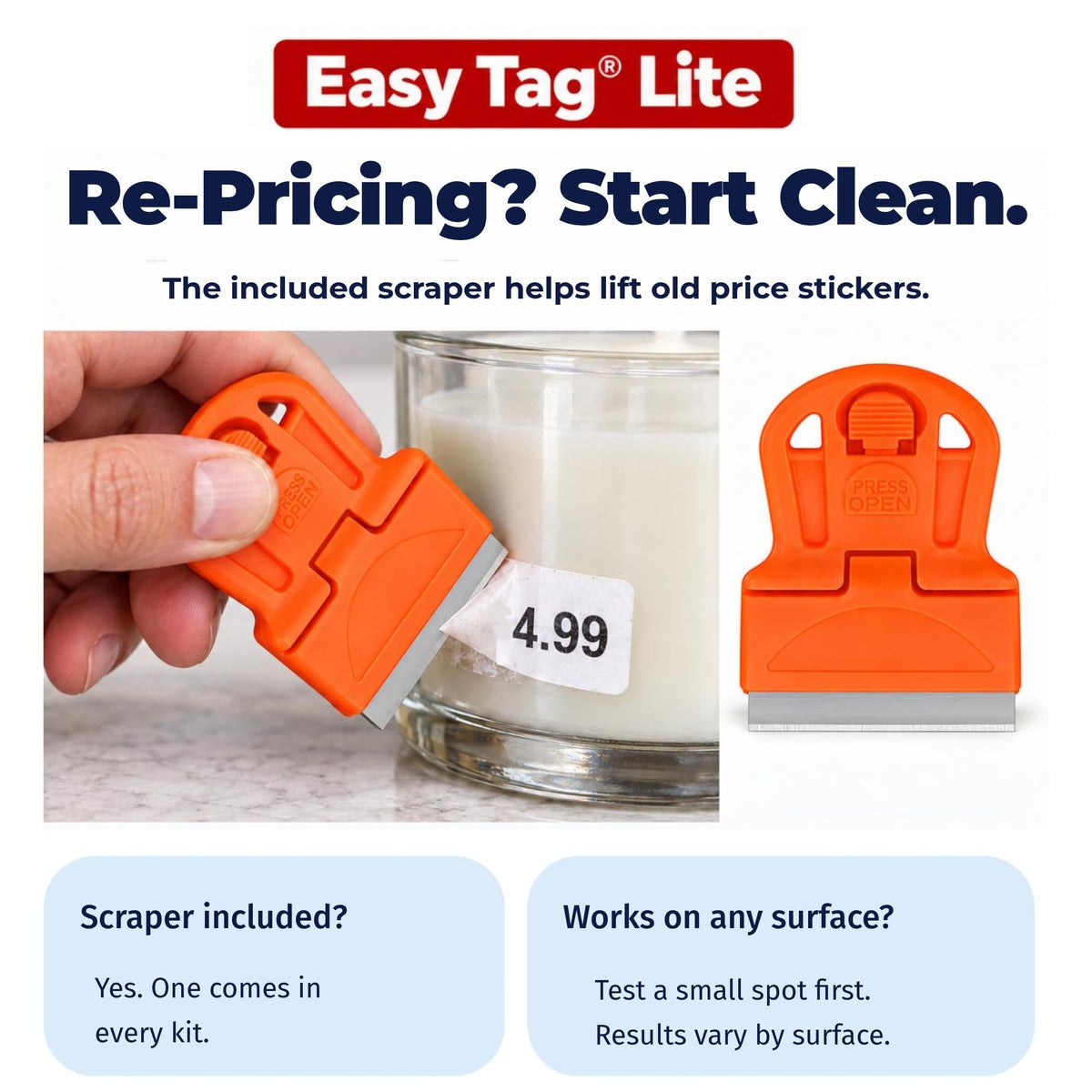 Easy Tag Lite Price Gun, 8 Digits 5500EOS Pricing Gun with 5,000 White Label Stickers, 3 Ink Rollers, 1 Scraper, Price Guns for Retail, Yard Sale (Red)