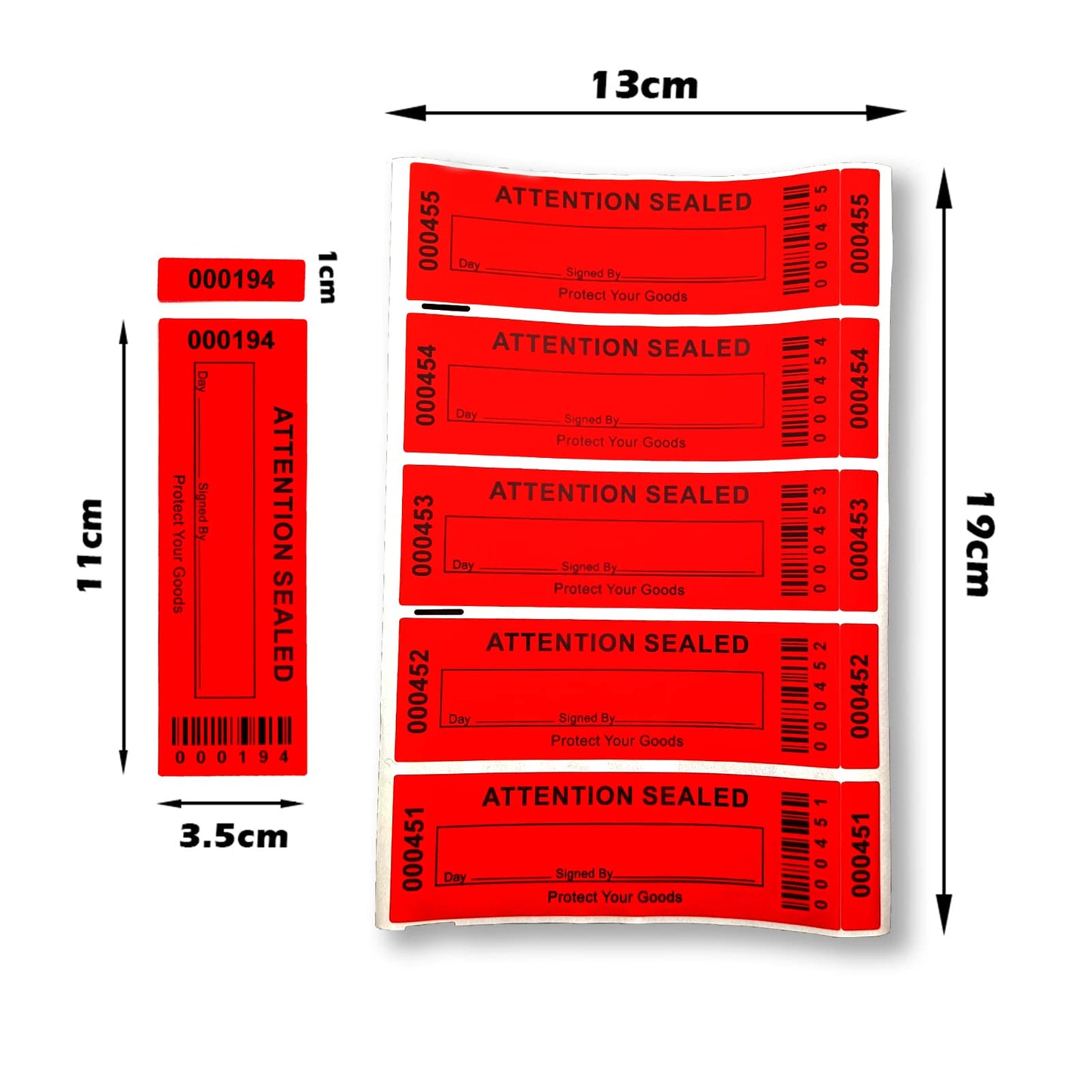 Security Warranty Void Stickers 100% Total Transfer Tamper Evident Labels Triple Serial Numbers Seal Sticker Large 35x120 mm(50PCS,red) Red3