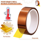 Outus 2 Pcs Rolls of Heat Tape High Temperature Polyimide Tape 500 Fahrenheit Degree Heat Resistant Adhesive Film for Soldering Electrical Works 3D Printing (1.18''X 108ft) 1.18''X 108ft