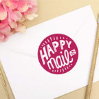 WRAPAHOLIC Happy Mail business stickers featuring 8 colorful thank you and shipping labels, 1.5x1.5 inch, 1000 total.