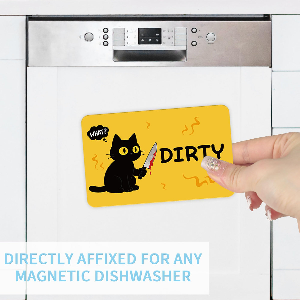 Clean Dirty Magnet for Dishwasher Black Cat