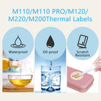 4 Rolls Round Circle Thermal Label Compatible for Phomemo M100/M110/M150/M221/M220/M120/M200/M250 Label Printer,1.96" x 1.96"（50x50 mm, 140 Labels/Roll Black on Pink & Blue & Khaki & Green Color-4 Rolls 50x50mm(1.96"x1.96")