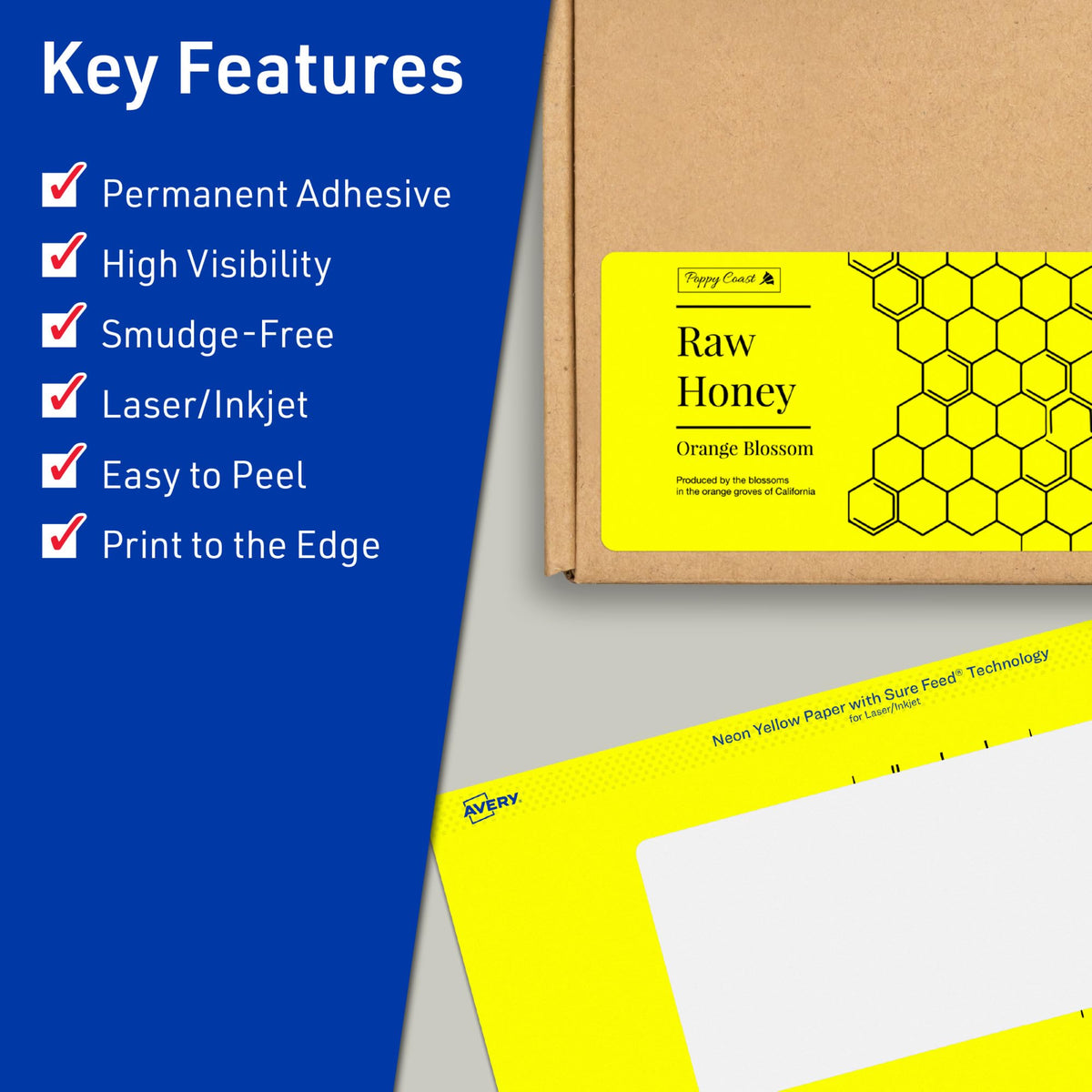 Avery® Printable Rectangle Labels, Sure Feed® Technology, 4" x 6", Neon Yellow Labels, Print-to-The-Edge, Laser/Inkjet Printable, 160 Total, Great for Shipping and Packaging 160 labels