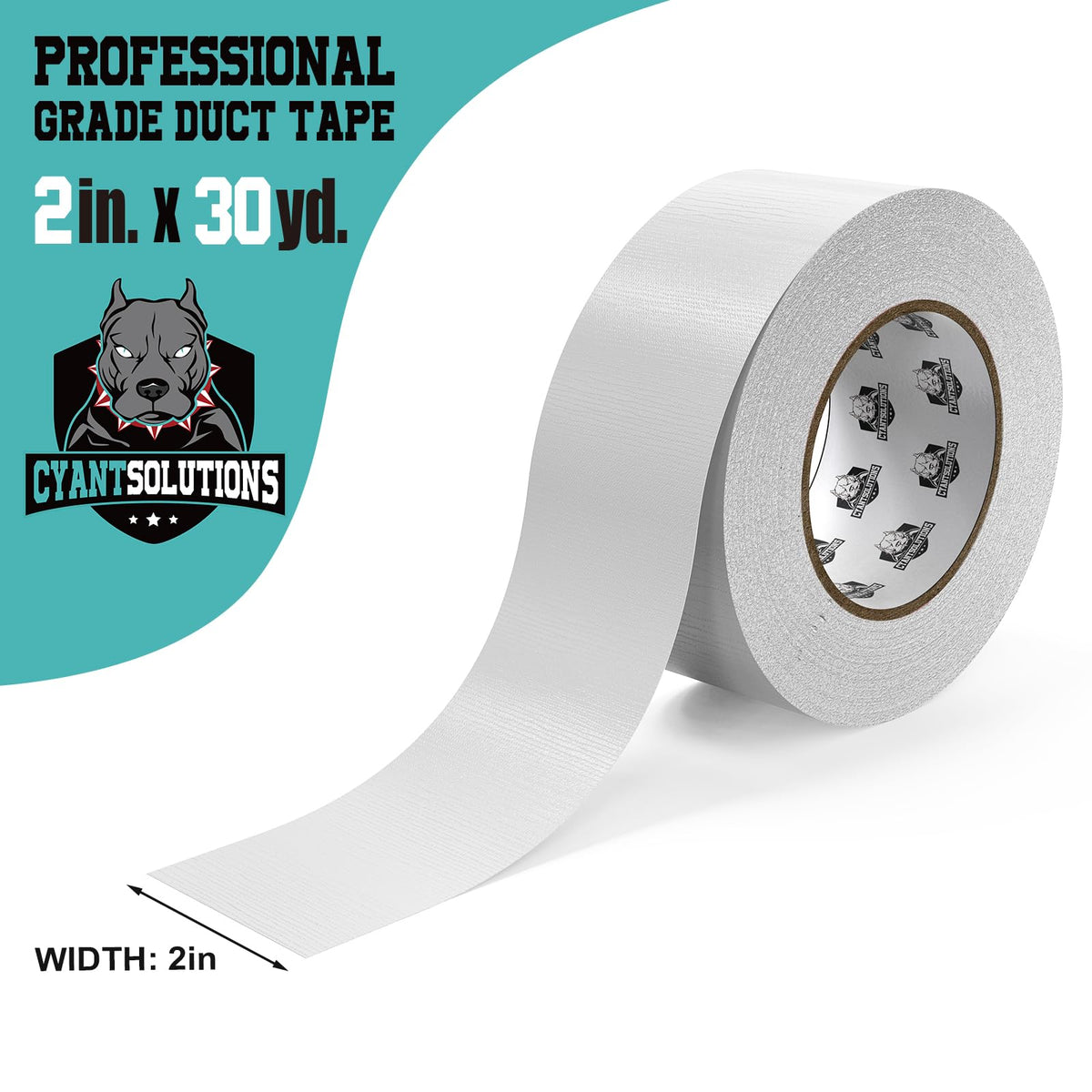 Heavy Duty White Duct Tape, Double-Thick Adhesive with Grips Smooth, UV Resistant and Extra Stick White Duct Tapes for Indoor and Outdoor, 2'' x 30yd, 1 Roll 2'' x 30 Yards - White