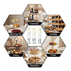 9 Sets 3 Tier Tray Hardware Kit Cake Stand Hardware for DIY Serving Stand, Tiered Plate with Round Crown Sunflower Style in Gold Silver Black, Heavy Metal Fittings for Dessert Cupcake Fruit Tray