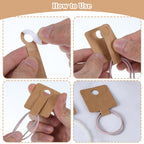 1000 Pcs Self Adhesive Bracelet Display Cards, Necklace Cards for Selling Jewelry, Hanging Bracelet Packaging Card, for Keychain, Earring, Necklace, Hairband and Scrunchies, 3.93 X 1.57 Inches(Brown)