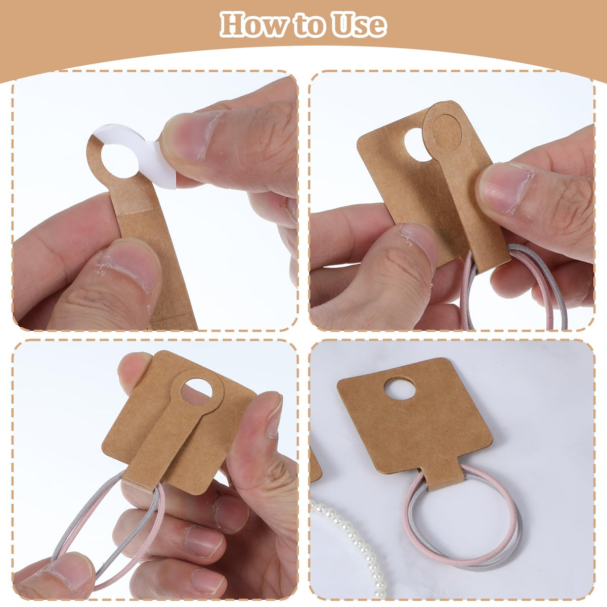 1000 Pcs Self Adhesive Bracelet Display Cards, Necklace Cards for Selling Jewelry, Hanging Bracelet Packaging Card, for Keychain, Earring, Necklace, Hairband and Scrunchies, 3.93 X 1.57 Inches(Brown)