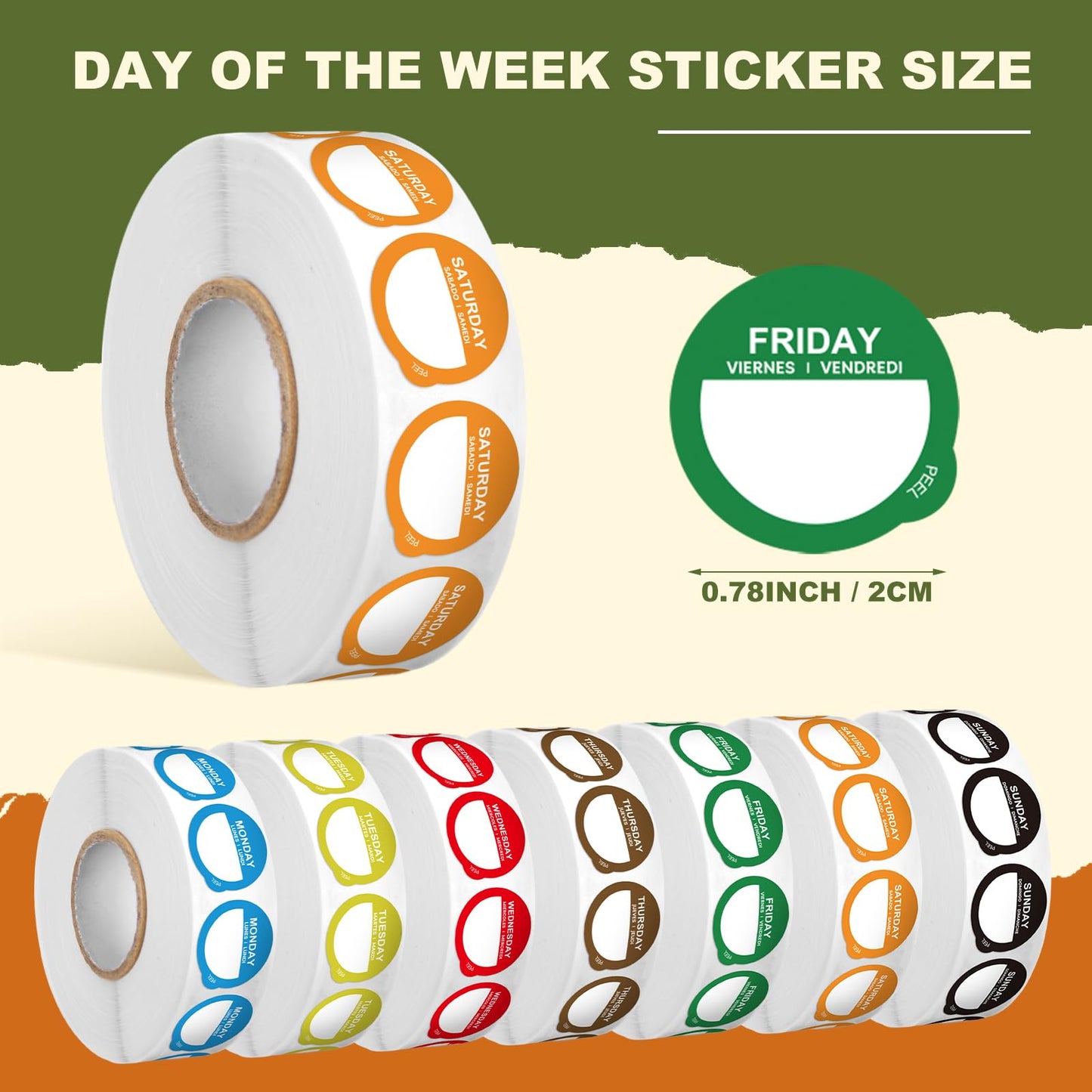 7000 Pcs Days of The Week Stickers,Food Labels Stickers 7 Day of The Week,Acrylic Label Dispenser and Colored Food Labels,Removable Date Labels for Food Containers Kitchen Supplies