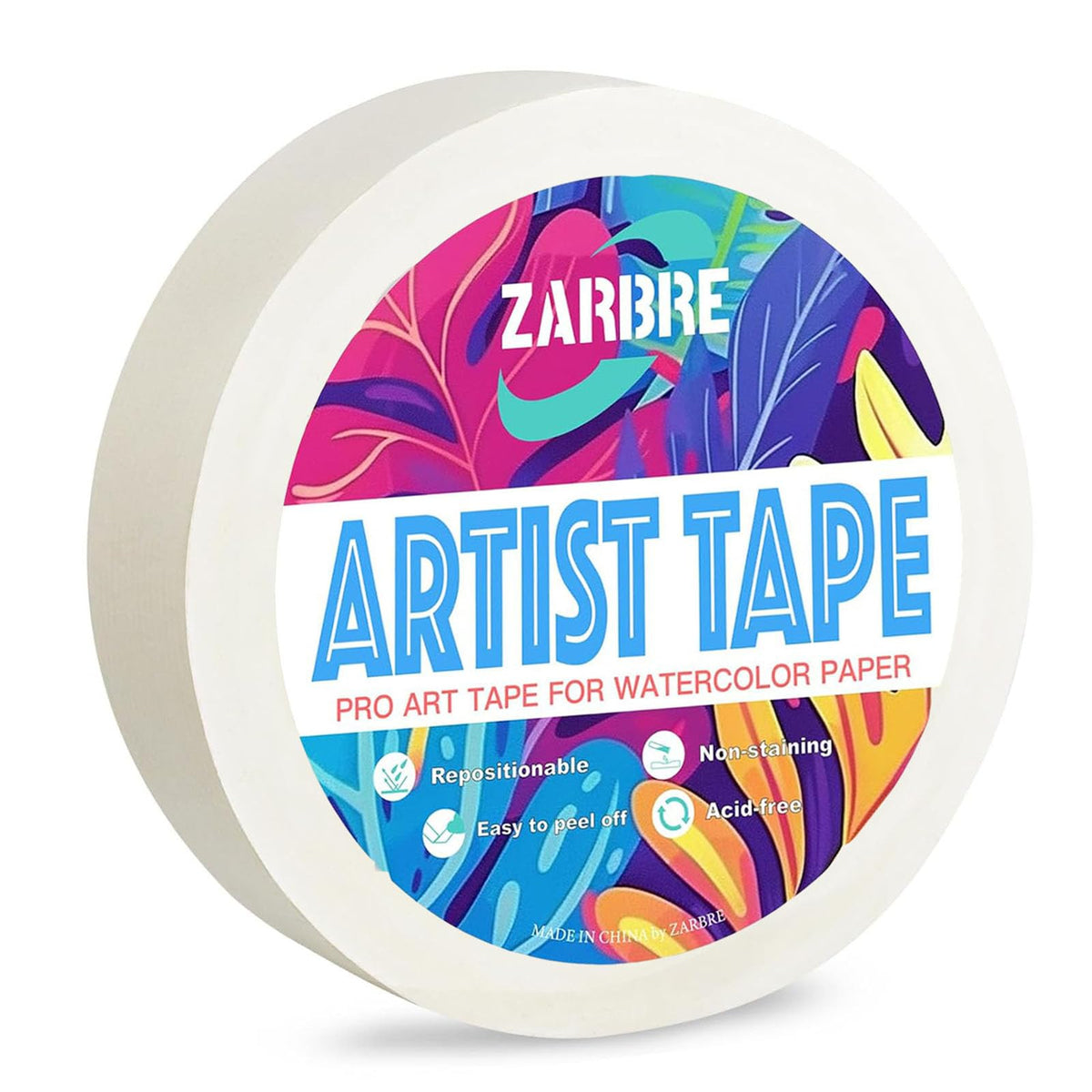Artist Tape, White Art Tape for Watercolor Paper, Medium Tack Masking Drafting Tape for Painting Canvas Framing, Acid-Free, 1in 164FT Long 1inch 1