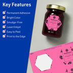 Avery® Printable Hexagon Labels, Sure Feed® Technology, 2-1/2" x 2-57/64", Bright Pink Labels, Print-to-The-Edge, Laser/Inkjet Printable, 120 Total, Great for Cosmetics and Jars 120 labels