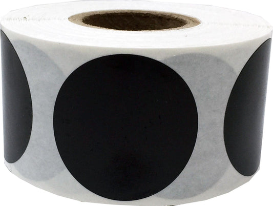 Black Color Coding Labels for Organizing Inventory 1 1/4 Inch Round Circle Dots 500 Total Adhesive Stickers On A Roll Black
