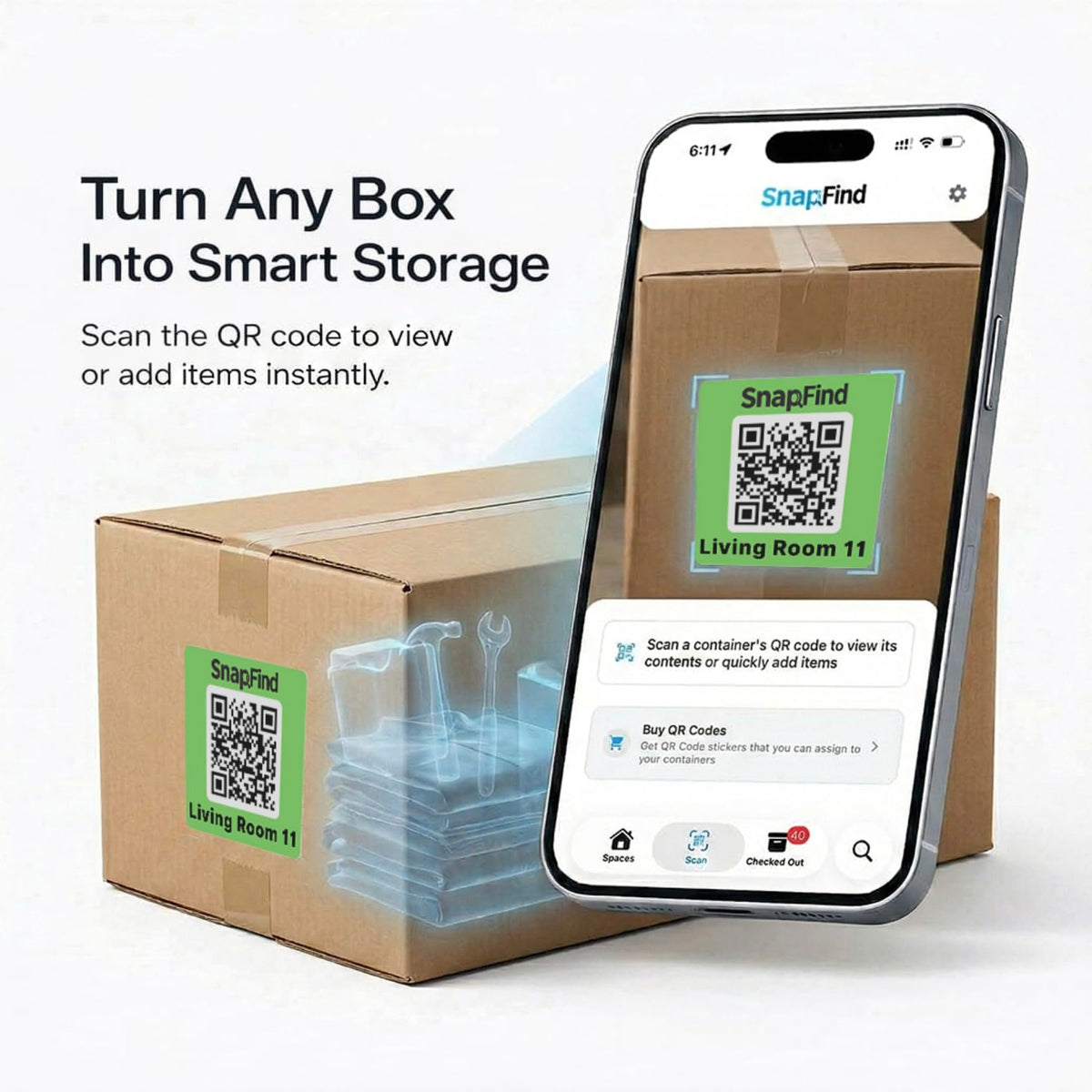Moving Box Labels, 108 Smart QR Code Stickers, Color-Coded 2.5x2.5