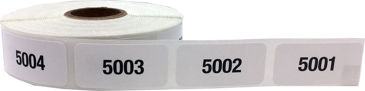 Consecutive Number Labels Bulk Pack Numbers 1 Through 10,000 White/Black .75 x 1.5 Rectangle Small Number Stickers for Inventory