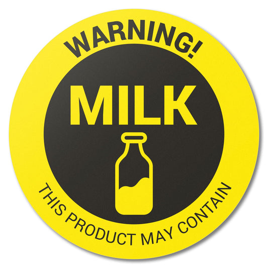 300 Milk Warning Labels - This Product May Contain: Milk Stickers (1.5 inch, Round, Yellow) for Food Labeling, Delis, Schools or Restaurants Contains: MILK 300 Labels