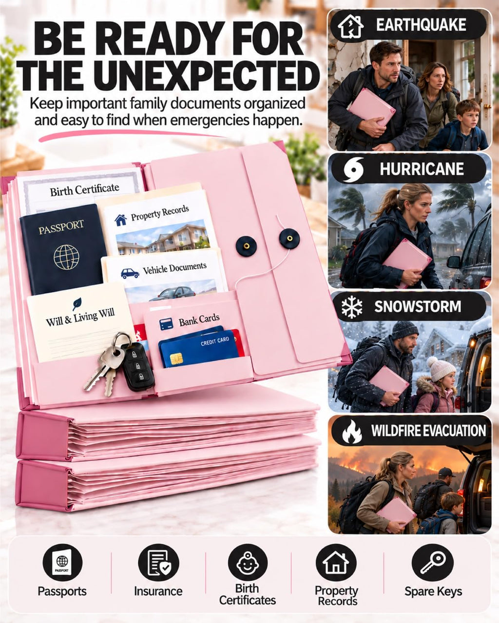 Important Document Organizer, Extra-Thick in Case I Die Binder with Labels Pink
