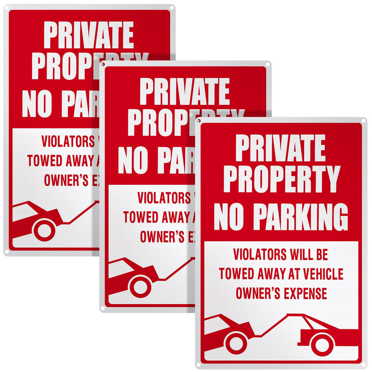 Outus 3 Pieces No Parking Sign, 18 x 12 Inches Reflective Private Property Sign Violators Will Be Towed, Rust Free Aluminum, UV Protected, Weather Resistant, Waterproof, Durable Ink, Easy to Mount