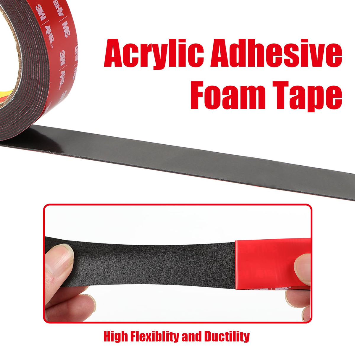 Double Sided Tape Heavy Duty, Waterproof Mounting Foam Tape, 16.5ft Length, 1.18in Width, High Temperature Resistant Adhesive Tape for Car, LED Strip Light, Office Decor, Uses VHB 5952 Raw Material 1.18in x 16.5ft