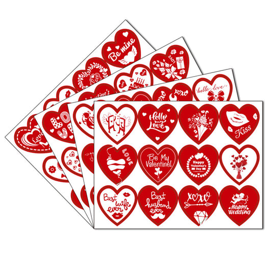 96pcs Valentine's Day Tags Stickers Self Adhesive Heart Stickers Labels Valentine Name Gift Labels Red Love Heart Lip Gift Tag Stickers Paper Label Stickers Card Envelope Seals Party Favor Gift Box