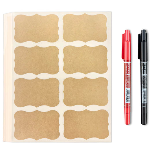 Kraft Paper Label Stickers，400 Labels 2" x 3", Self-Adhesive Brown Labels for Crafts, Gift Tags, Bottle Labels, Jar Labels, Food Storage Labels, Sticker Labels for Household and Office Use