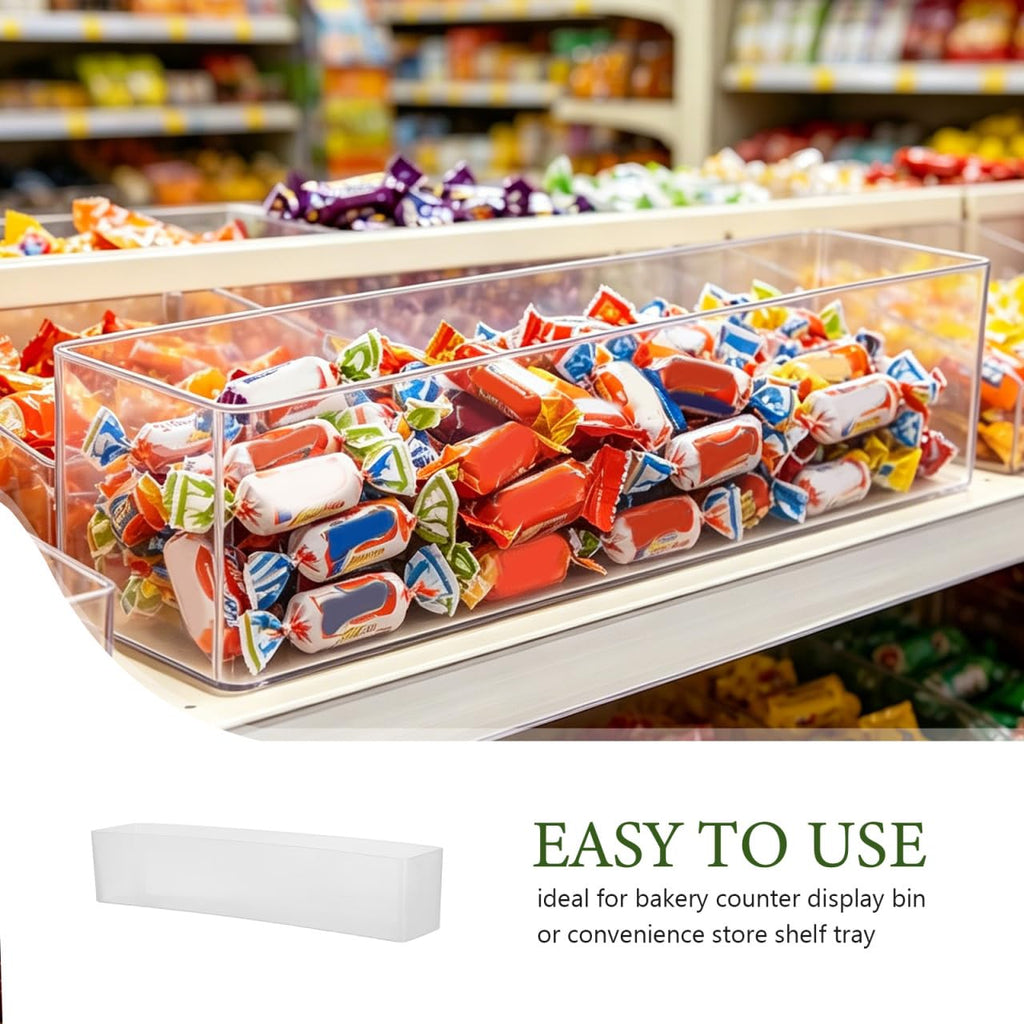 Wakauto 2Pack Slim Clear Plastic Storage Bin Extra Long Narrow Food Storage