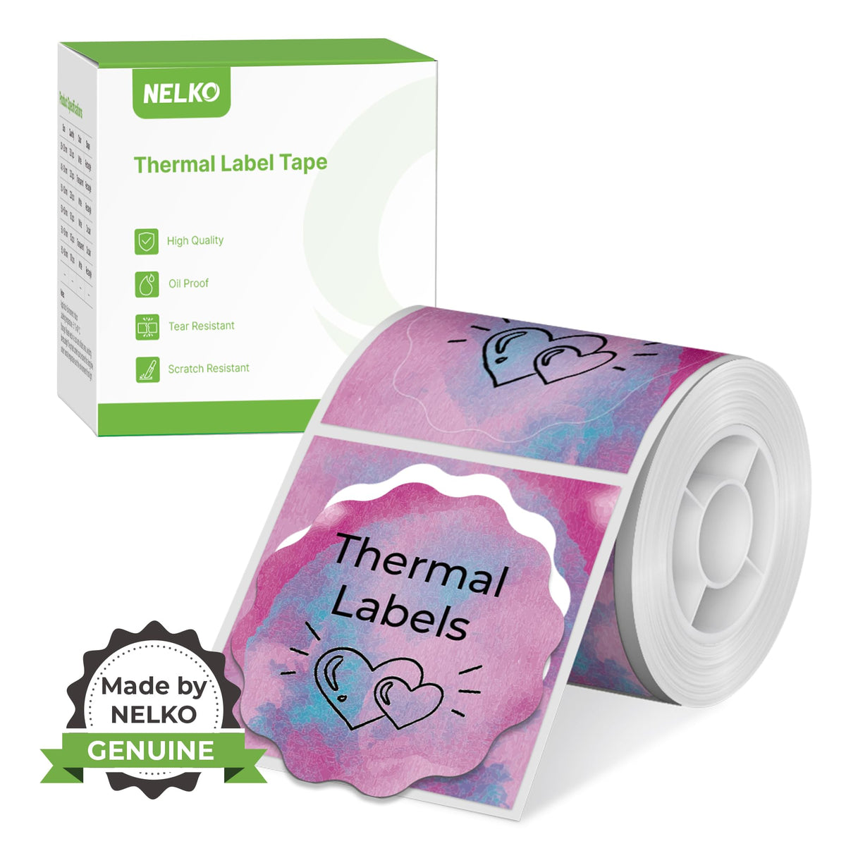 Thermal Labels for Nelko PM220 Label Maker, 2 inch (50mm) Round Thermal Label, Waterproof, Multi-Purpose Tag Tape, 1 Roll of 150 Self-Adhesive Thermal Paper (Pink Purple Staining)