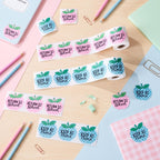 2 Rolls 400 Pcs 2.3"x 2.4" Apple Checked Labels Color Checkered Apple
