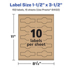 Avery® Kraft Brown Wraparound Band Labels, Sure Feed® Technology, 1.5" x 3.5", 150 Kraft Brown Labels, Print-to-the-Edge, Laser/Inkjet Printable Labels 150 labels