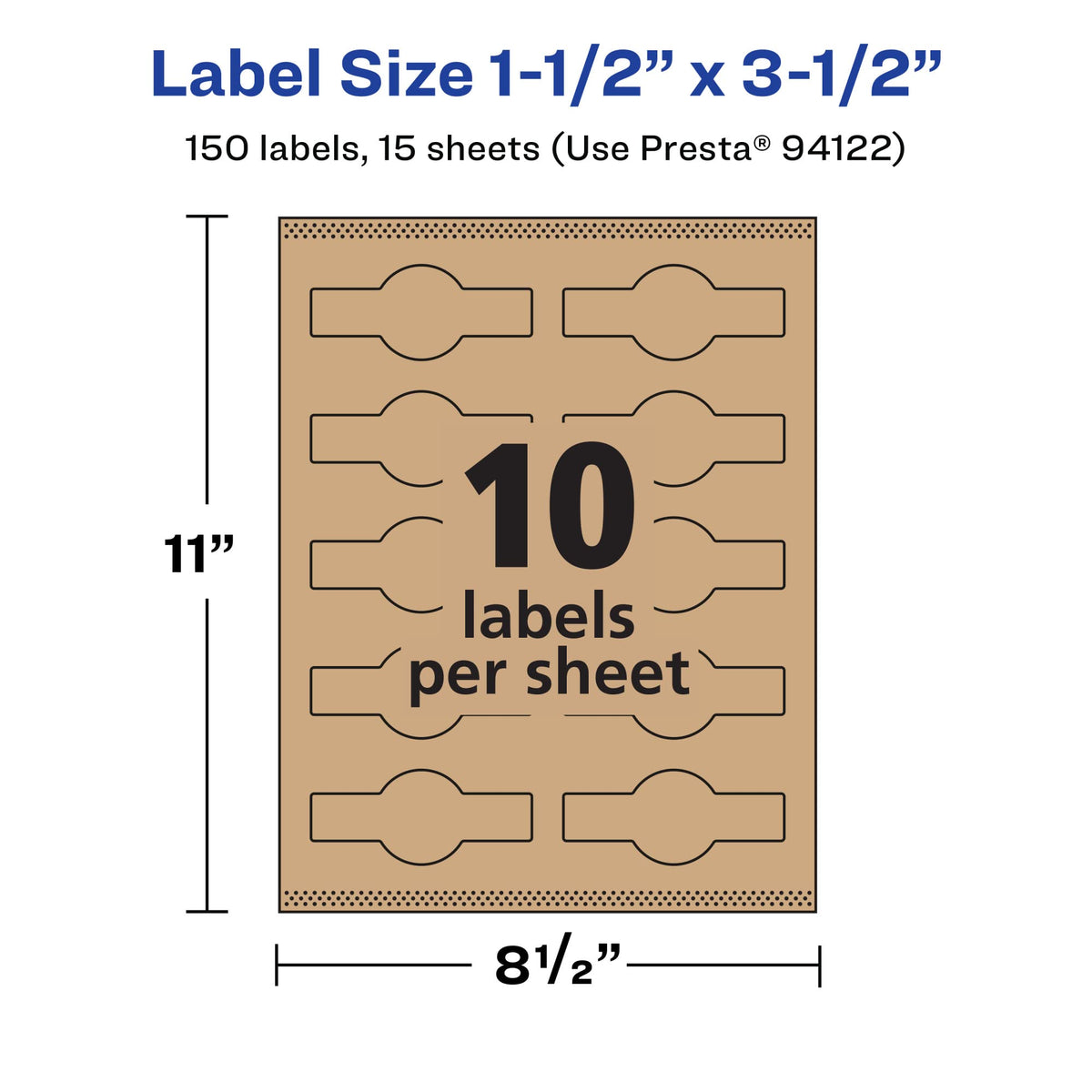 Avery® Kraft Brown Wraparound Band Labels, Sure Feed® Technology, 1.5" x 3.5", 150 Kraft Brown Labels, Print-to-the-Edge, Laser/Inkjet Printable Labels 150 labels