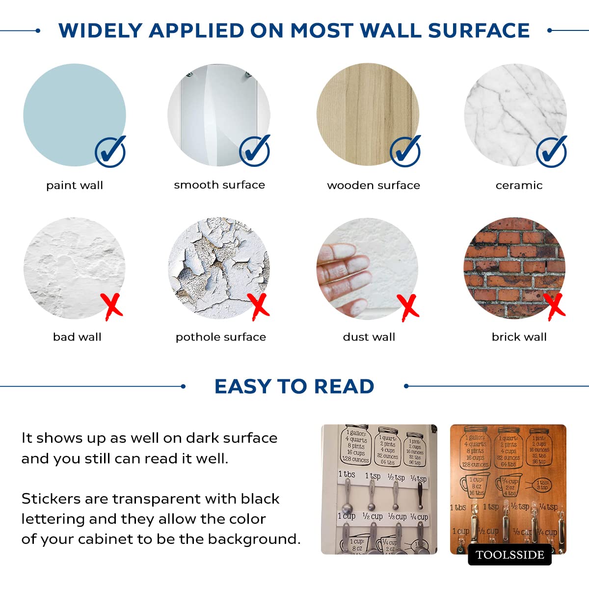 Kitchen Measurement Stickers Measuring Decals Cup Labels Vinyl Wall Cabinet