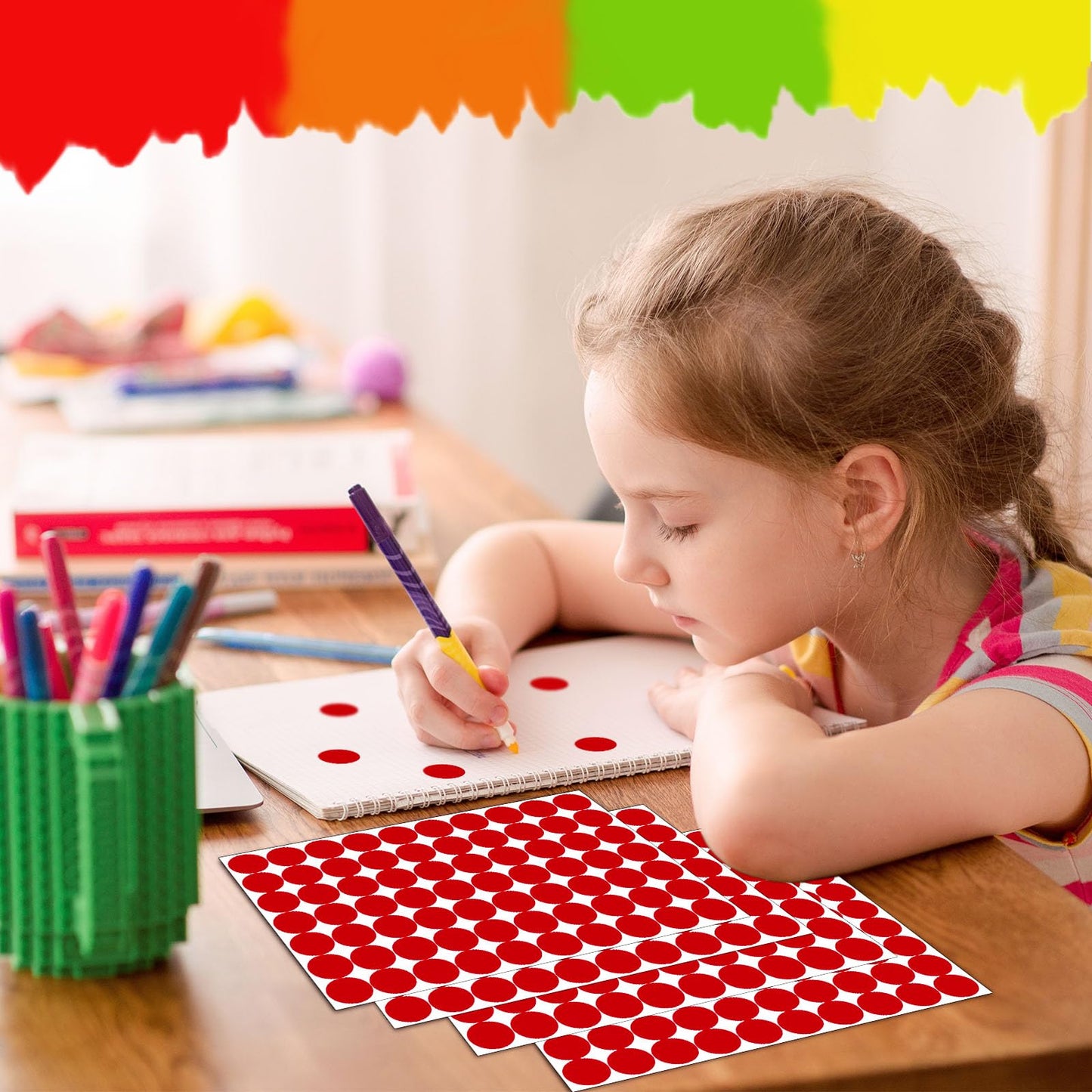 1 Inch Circle Stickers,1400 PCS Colored Dot Stickers,Round Color Coding Labels,Price Stickers for Garage Sale,Sticker Dots for Toddler Student Classroom Office-Red 1 inch-1400 PCS Red