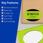 Avery Printable Oval Labels, Sure Feed Technology, 4" x 6", Bright Green Labels, Print-to-The-Edge, Laser/Inkjet Printable, 40 Total, Great for Packaging and Candles 40 labels