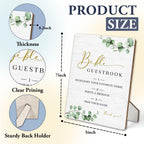 Bible Guest Book Sign 5"X7", Wedding Bible Guest Book Wooden Stand Sign, Wedding Table Decor for Ceremony & Reception (Green Leaves, 5x7 Inch) 5"X7" Green Leaves