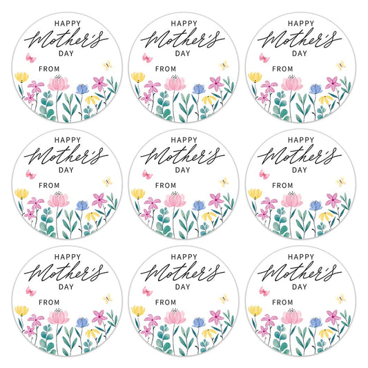 D4DREAM 36pcs Personalized Mothers Day Label Stickers 1.5" Happy Mother's Day Gifts Tag Sticker Happy Mother's Day Envelop Seal Stickers for Gift Wrap Envelope Seals Party Favor Present Card Boxes 1-green