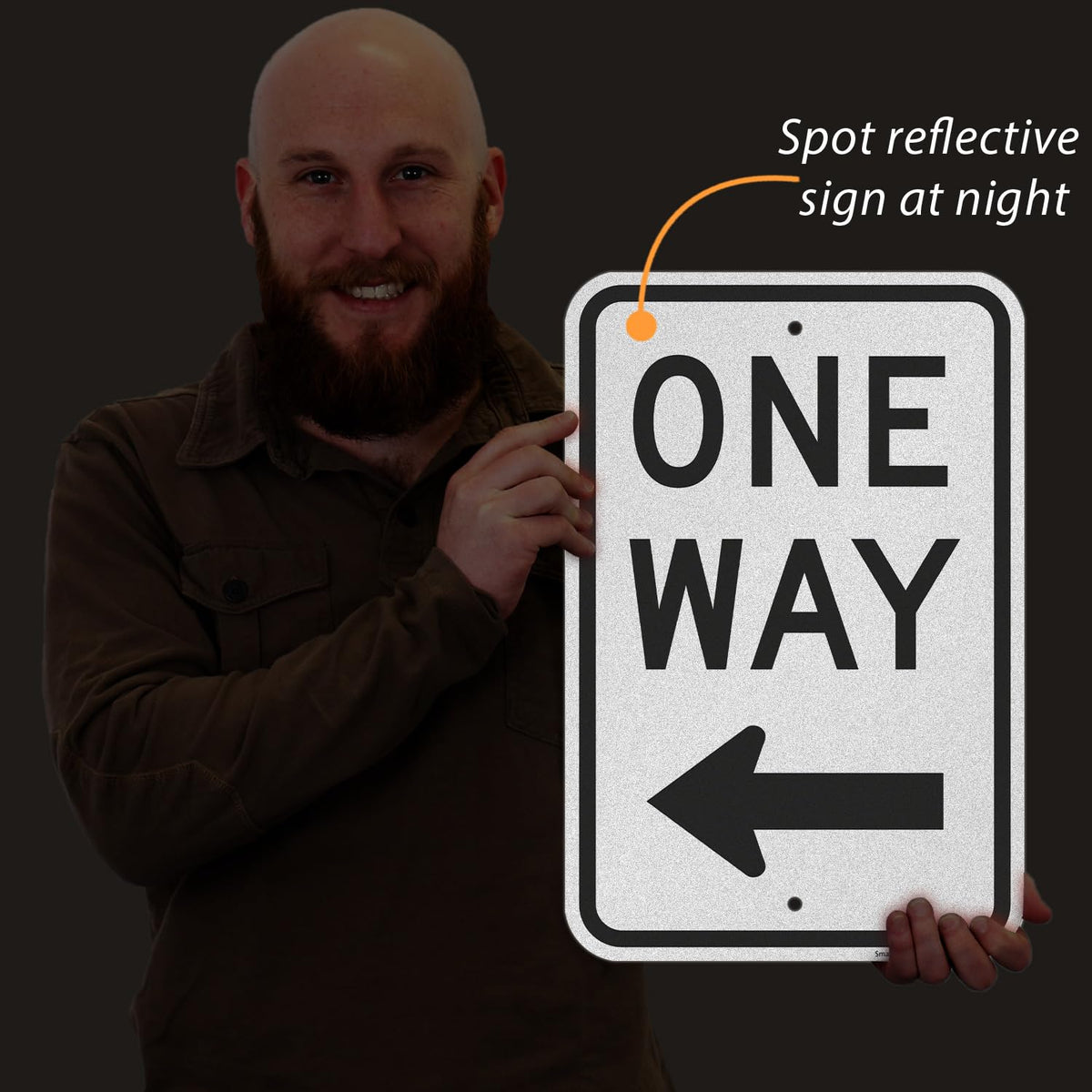 SmartSign One Way Sign with Left Arrow - 12" x 18", 120 mil Aluminum Composite (ACM), Engineer Grade Reflective Material, Black and White, Made in USA 12" x 18" EG ACM - Left Arrow